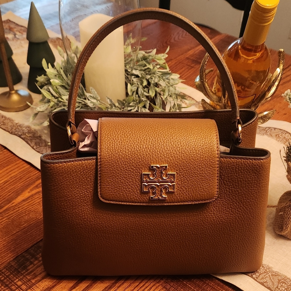 Tory Burch Tan Leather Satchel Britten Small